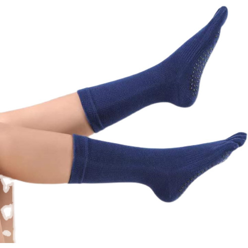 瑜珈中筒襪子防滑專業女普拉提秋冬專用棉襪健身運動五指室內跳舞