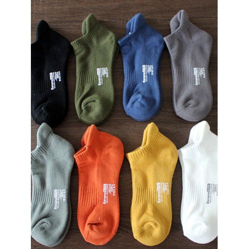 彩色毛巾底襪子男短襪秋冬短筒毛圈運動襪加厚純色低幫矮腰毛巾襪