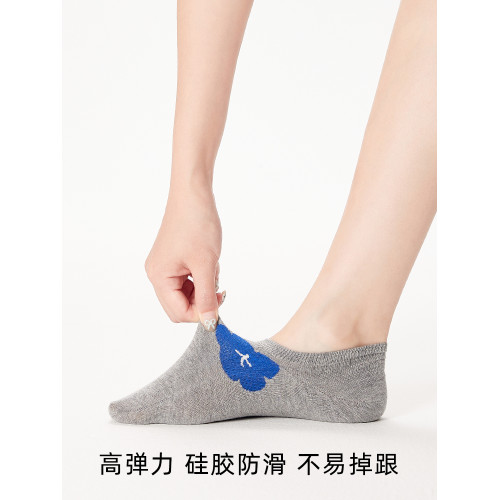 薄款矽膠防滑夏季灰色吸汗純色不掉跟隱形女士短襪船襪花朵襪子女 薄款矽膠防滑夏季灰色吸汗純色不掉跟隱形女士短襪船襪花朵襪子女