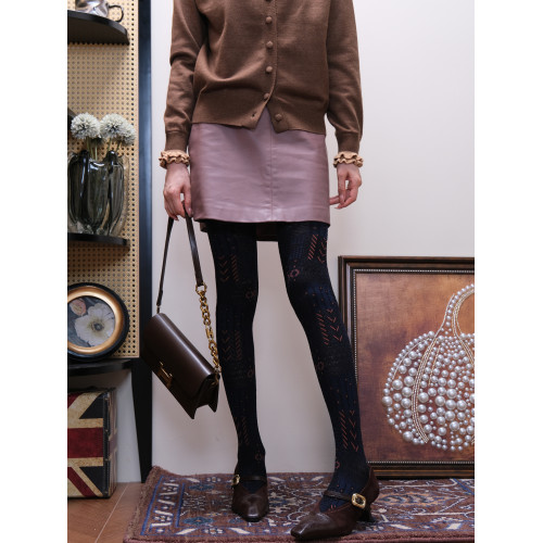 布爾喬亞靛藍色私藏7st island秋冬日系古著感精織打底褲連褲襪女 布爾喬亞靛藍色私藏7st island秋冬日系古著感精織打底褲連褲襪女