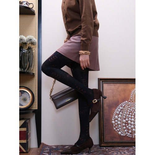 布爾喬亞靛藍色私藏7st island秋冬日系古著感精織打底褲連褲襪女 布爾喬亞靛藍色私藏7st island秋冬日系古著感精織打底褲連褲襪女