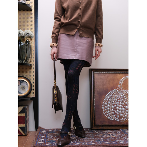 布爾喬亞靛藍色私藏7st island秋冬日系古著感精織打底褲連褲襪女 布爾喬亞靛藍色私藏7st island秋冬日系古著感精織打底褲連褲襪女