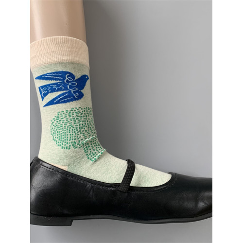 日系皆川明風格小衆文藝多花式女棉混中高筒飛鳥和樹鈴鼓小腿襪子 日系皆川明風格小衆文藝多花式女棉混中高筒飛鳥和樹鈴鼓小腿襪子