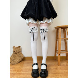 肥熊 過膝襪合集 日系配靴秋冬蕾絲花邊lolita少女過膝襪長筒襪