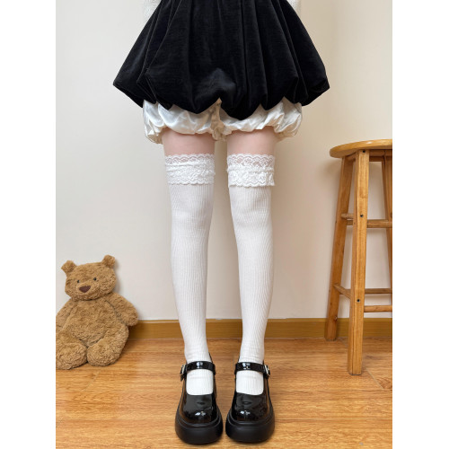 肥熊 過膝襪合集 日系配靴秋冬蕾絲花邊lolita少女過膝襪長筒襪