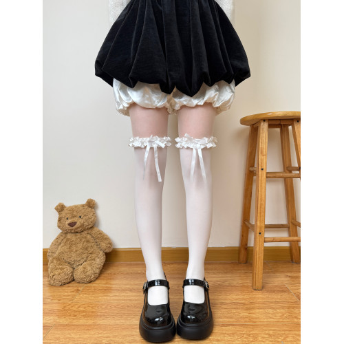肥熊 過膝襪合集 日系配靴秋冬蕾絲花邊lolita少女過膝襪長筒襪