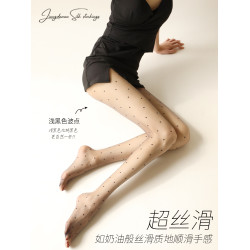 蔣大貓復古【咖點】連褲襪天鵞絨防勾絲灰圓點任意剪黑絲波點絲襪