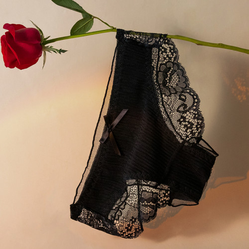 黑色性感內褲低腰甜美少女生胖mm蕾絲透明短褲柔軟棉襠三角褲薄款 黑色性感內褲低腰甜美少女生胖mm蕾絲透明短褲柔軟棉襠三角褲薄款