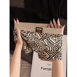 潮流復古印花男士內褲純棉平角褲2025新款男生無痕透氣男款四角褲