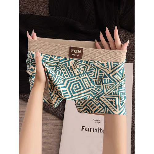 潮流復古印花男士內褲純棉平角褲2025新款男生無痕透氣男款四角褲 潮流復古印花男士內褲純棉平角褲2025新款男生無痕透氣男款四角褲