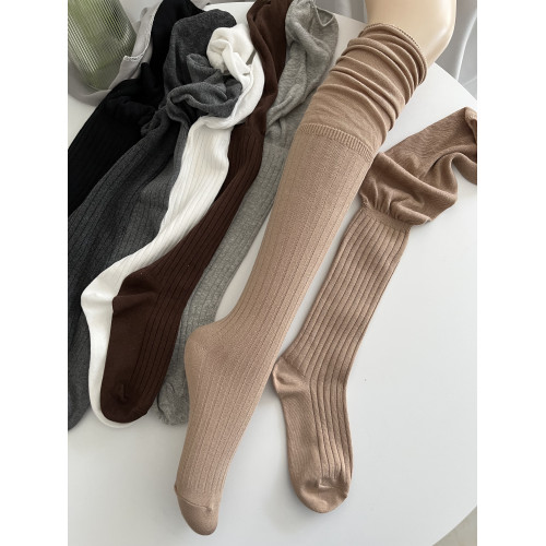 美拉德咖啡棕色過膝襪女春秋薄款棉竪條紋拼接長筒襪菸灰色高筒襪 美拉德咖啡棕色過膝襪女春秋薄款棉竪條紋拼接長筒襪菸灰色高筒襪