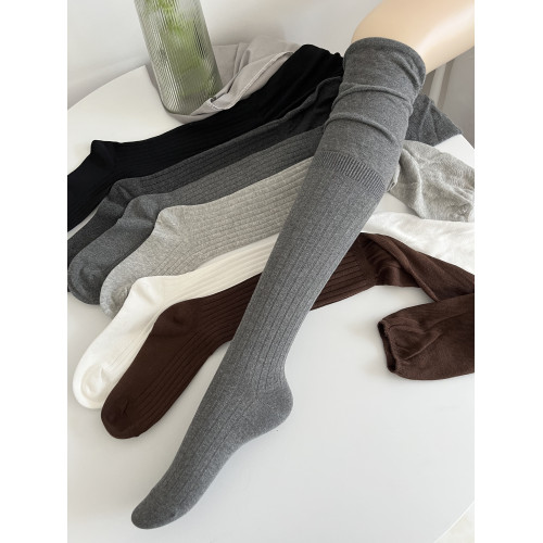 美拉德咖啡棕色過膝襪女春秋薄款棉竪條紋拼接長筒襪菸灰色高筒襪 美拉德咖啡棕色過膝襪女春秋薄款棉竪條紋拼接長筒襪菸灰色高筒襪