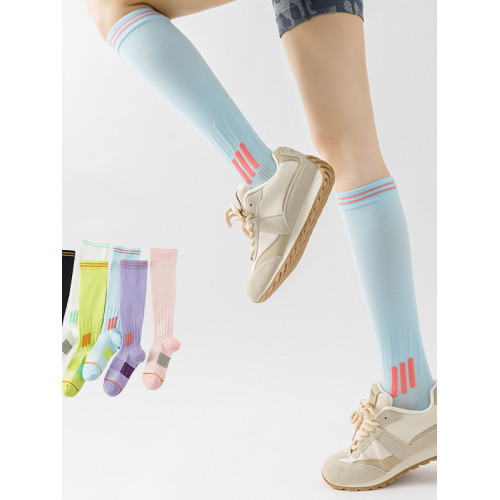 VALINGNSL專業運動襪子女小腿襪多巴胺壓縮長筒健身跑步高筒襪子