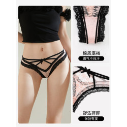 六衹兔子性感蕾絲內褲女純棉透氣底襠三角褲高開叉不卡襠丁字褲女