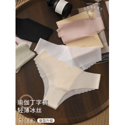 夏季新款超薄冰絲一片式無痕運動健身瑜珈丁字褲女日常穿蜜桃臀