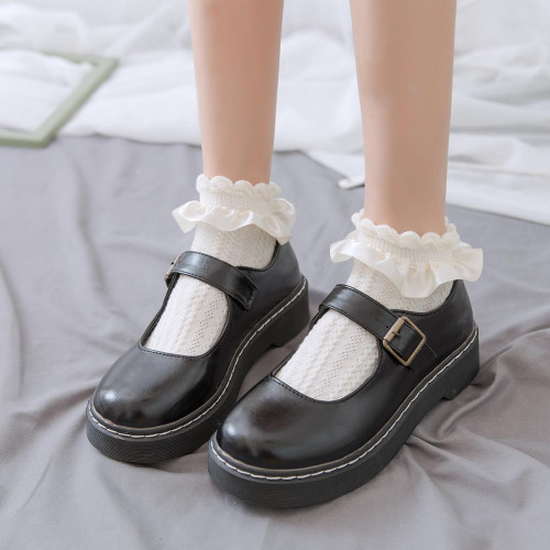 搭配瑪麗珍小皮鞋的襪子JK洛麗塔夏季薄款可愛日系lolita花邊短襪