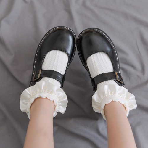 搭配瑪麗珍小皮鞋的襪子JK洛麗塔夏季薄款可愛日系lolita花邊短襪