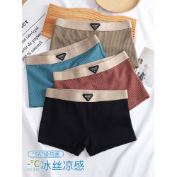 冰絲女士內褲女2025新款夏季薄款四角褲頭抗菌襠運動透氣平角短褲