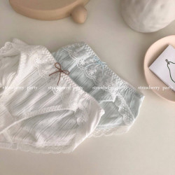 草莓派對/香草泡芙可愛內褲女日系純棉少女蕾絲柔軟三角褲3件