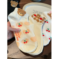 洞洞鞋襪子可愛卡通女短筒夏季薄純棉低幫小熊潮凸凸淺口運動春秋