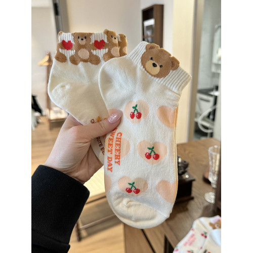 洞洞鞋襪子可愛卡通女短筒夏季薄純棉低幫小熊潮凸凸淺口運動春秋
