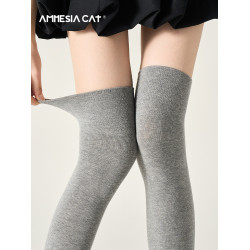 灰色過膝襪子女秋季純棉壓力瘦腿長筒襪學院風配小皮鞋秋冬高筒襪