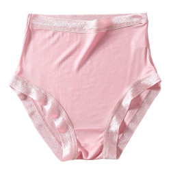 桑蠶絲透氣舒適高腰內褲女蕾絲包臀性感大碼無痕收腹真絲平角短褲