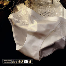 法式高級緞面蕾絲內褲女性感鏤空刺綉舒適透氣中腰包臀無痕三角褲