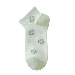 綠色春夏襪子女短襪純棉薄款網眼船襪白色日系清新學院風短筒透氣