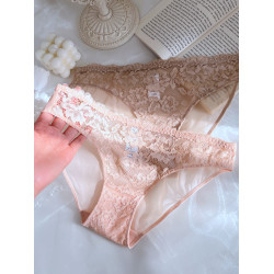 『花時間』簡約法式 性感純欲風蕾絲夏季薄款低腰少女生內褲白色