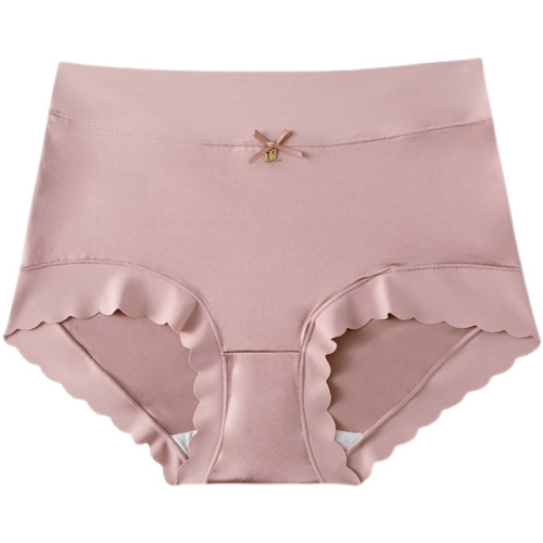 高腰絲綢緞面內褲女士冰絲抗菌無痕透氣舒適親膚收腹三角裸感短褲