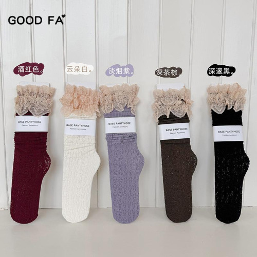 洛麗塔白色過膝襪女蕾絲拼接網紋春秋季jk黑絲小腿襪配靴子高筒襪 洛麗塔白色過膝襪女蕾絲拼接網紋春秋季jk黑絲小腿襪配靴子高筒襪