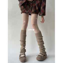 甯小益針織jk襪套50cm加長羊毛襪子女秋冬格雷系灰色曡穿堆堆腿套