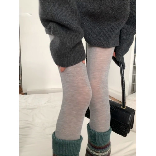 初秋miu系微透打底褲襪薄款顯瘦修身灰色高級ins風外穿連褲襪子 初秋miu系微透打底褲襪薄款顯瘦修身灰色高級ins風外穿連褲襪子