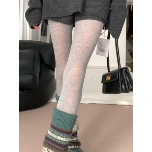 初秋miu系微透打底褲襪薄款顯瘦修身灰色高級ins風外穿連褲襪子 初秋miu系微透打底褲襪薄款顯瘦修身灰色高級ins風外穿連褲襪子