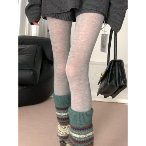 初秋miu系微透打底褲襪薄款顯瘦修身灰色高級ins風外穿連褲襪子 初秋miu系微透打底褲襪薄款顯瘦修身灰色高級ins風外穿連褲襪子