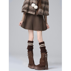 日系jk針織襪套女條紋黑色顯瘦秋冬厚保暖腿套辣妹長筒小腿堆堆襪