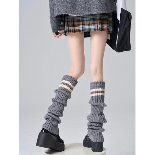 日系jk針織襪套女條紋黑色顯瘦秋冬厚保暖腿套辣妹長筒小腿堆堆襪 日系jk針織襪套女條紋黑色顯瘦秋冬厚保暖腿套辣妹長筒小腿堆堆襪