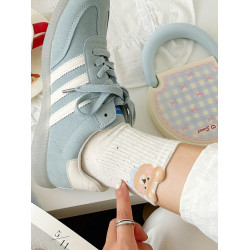 秋冬新款點子紗襪子女中筒襪透氣棉襪韓版ins潮運動可愛卡通小象