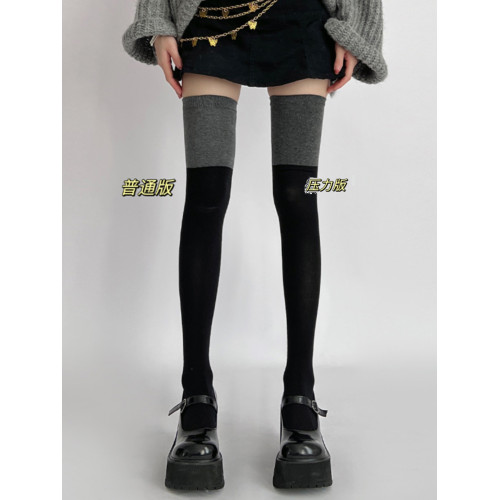 夜間教習室jk小腿襪女春秋壓力瘦腿黑灰拼接襪子半筒拼色過膝長筒 夜間教習室jk小腿襪女春秋壓力瘦腿黑灰拼接襪子半筒拼色過膝長筒