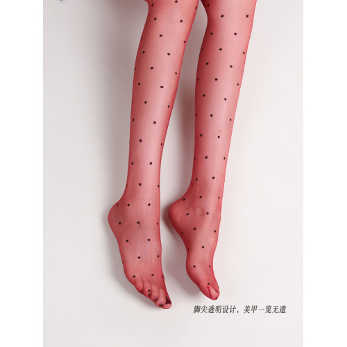 妖怪森林0D黑絲波點絲襪紅色超薄連褲襪高透冪式穿搭圓點性感透明 妖怪森林0D黑絲波點絲襪紅色超薄連褲襪高透冪式穿搭圓點性感透明