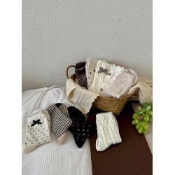 蝴蝶結襪子女中筒襪秋冬季甜美韓版小衆款堆堆襪女搭配小皮鞋棉襪