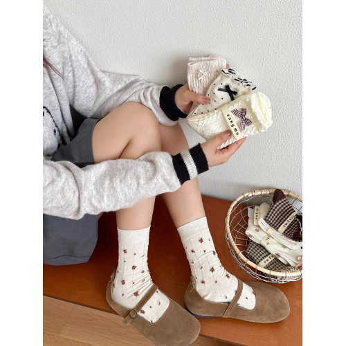 蝴蝶結襪子女中筒襪秋冬季甜美韓版小衆款堆堆襪女搭配小皮鞋棉襪 蝴蝶結襪子女中筒襪秋冬季甜美韓版小衆款堆堆襪女搭配小皮鞋棉襪