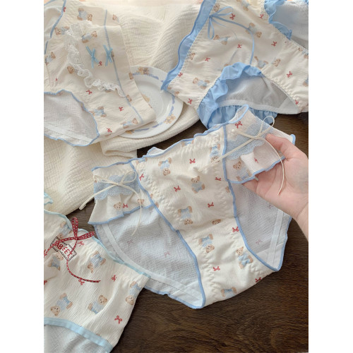 童話小甜熊~日系女生三角褲甜美內褲女士7a級抗菌2025新款純棉襠 童話小甜熊~日系女生三角褲甜美內褲女士7a級抗菌2025新款純棉襠