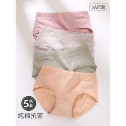 內褲女士純棉中腰透氣全棉襠高腰收腹包臀5A抗菌女生三角短褲大碼
