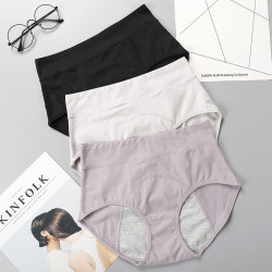 3條裝 防漏生理褲高腰收腹女內褲 純棉襠大姨媽例假月經期衛生褲