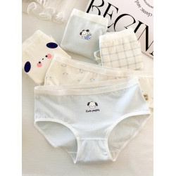 內褲女生5條A類棉純棉襠學生少女高中生三角褲日系卡通可愛藍白