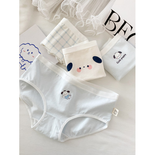 內褲女生5條A類棉純棉襠學生少女高中生三角褲日系卡通可愛藍白 內褲女生5條A類棉純棉襠學生少女高中生三角褲日系卡通可愛藍白