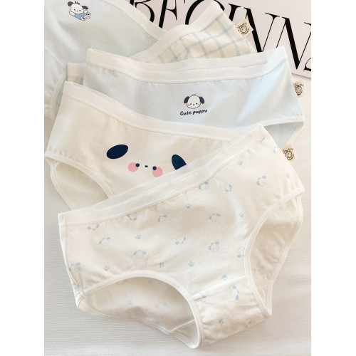 內褲女生5條A類棉純棉襠學生少女高中生三角褲日系卡通可愛藍白 內褲女生5條A類棉純棉襠學生少女高中生三角褲日系卡通可愛藍白