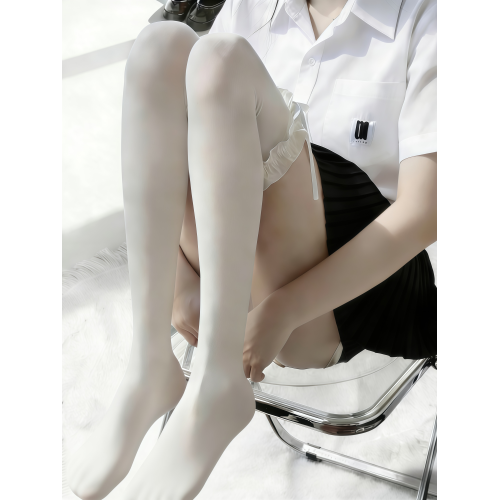 白色花邊蝴蝶結過膝襪miu風純欲白絲襪洛麗塔長筒JK長襪學生甜美